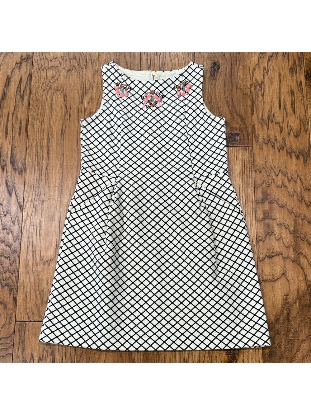 Crewcuts Embellished Gem stone Navy blue and cream Girls Dress. Size 7